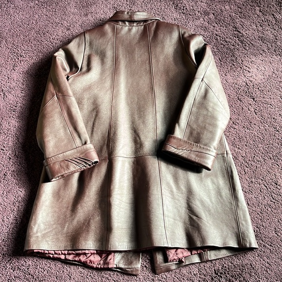 Vintage Apex Pelle  Collection Leather Coat Brown Women's XXL - Picture 5 of 16
